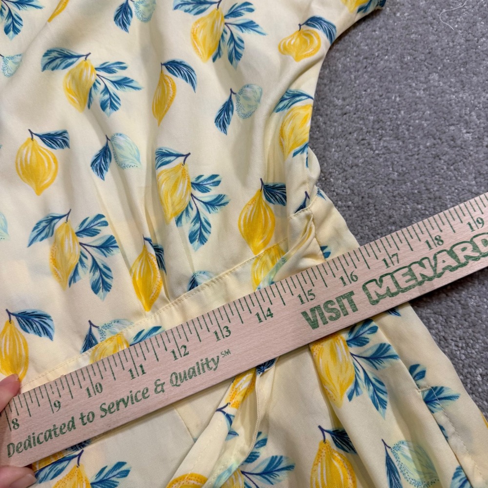 Marine Layer Camila Lemon Mini Dress Butter Yellow Button XL Hemmed Babydoll - Picture 15 of 16